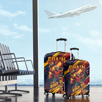Spain Football Road To Championship Luggage Cover Bull Mascot Flying Soccer Ball - Dynamic Speed Stripes