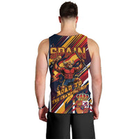 Spain Football Road To Championship Men Tank Top Bull Mascot Flying Soccer Ball - Dynamic Speed Stripes