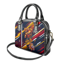 Spain Football Road To Championship Shoulder Handbag Bull Mascot Flying Soccer Ball - Dynamic Speed Stripes