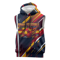Spain Football Road To Championship Sleeveless Hoodie Bull Mascot Flying Soccer Ball - Dynamic Speed Stripes