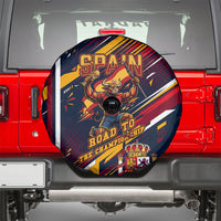 Spain Football Road To Championship Spare Tire Cover Bull Mascot Flying Soccer Ball - Dynamic Speed Stripes