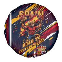 Spain Football Road To Championship Spare Tire Cover Bull Mascot Flying Soccer Ball - Dynamic Speed Stripes