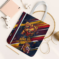 Spain Football Road To Championship Tote Bag Bull Mascot Flying Soccer Ball - Dynamic Speed Stripes