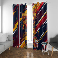 Spain Football Road To Championship Window Curtain Bull Mascot Flying Soccer Ball - Dynamic Speed Stripes