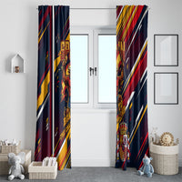Spain Football Road To Championship Window Curtain Bull Mascot Flying Soccer Ball - Dynamic Speed Stripes