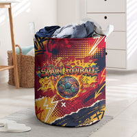 Spain Football Rule The Pitch Laundry Basket Urban Graffiti Soccer Player Flaming Ball