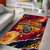 Spain Football Rule The Pitch Area Rug Urban Graffiti Soccer Player Flaming Ball