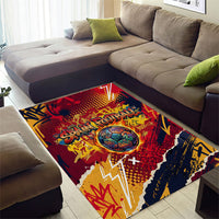 Spain Football Rule The Pitch Area Rug Urban Graffiti Soccer Player Flaming Ball