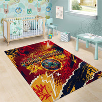 Spain Football Rule The Pitch Area Rug Urban Graffiti Soccer Player Flaming Ball
