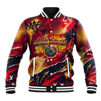 Spain Football Rule The Pitch Baseball Jacket Urban Graffiti Soccer Player Flaming Ball
