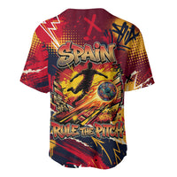 Spain Football Rule The Pitch Baseball Jersey Urban Graffiti Soccer Player Flaming Ball