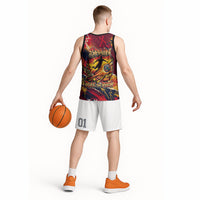 Spain Football Rule The Pitch Basketball Jersey Urban Graffiti Soccer Player Flaming Ball