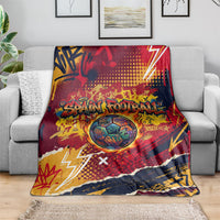 Spain Football Rule The Pitch Blanket Urban Graffiti Soccer Player Flaming Ball