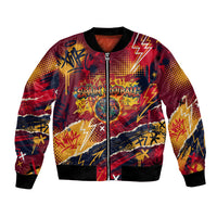 Spain Football Rule The Pitch Bomber Jacket Urban Graffiti Soccer Player Flaming Ball