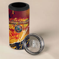 Spain Football Rule The Pitch 4 in 1 Can Cooler Tumbler Urban Graffiti Soccer Player Flaming Ball