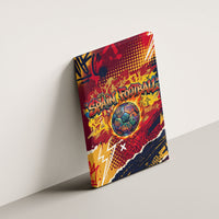 Spain Football Rule The Pitch Canvas Wall Art Urban Graffiti Soccer Player Flaming Ball