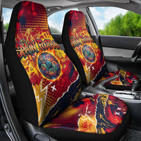 Spain Football Rule The Pitch Car Seat Cover Urban Graffiti Soccer Player Flaming Ball