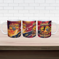 Spain Football Rule The Pitch Ceramic Mug Urban Graffiti Soccer Player Flaming Ball