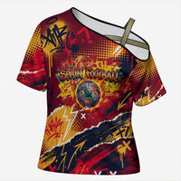 Spain Football Rule The Pitch Cross Shoulder Shirt Urban Graffiti Soccer Player Flaming Ball