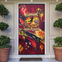 Spain Football Rule The Pitch Door Cover Urban Graffiti Soccer Player Flaming Ball