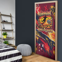 Spain Football Rule The Pitch Door Cover Urban Graffiti Soccer Player Flaming Ball
