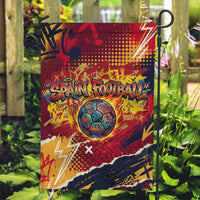 Spain Football Rule The Pitch Garden Flag Urban Graffiti Soccer Player Flaming Ball