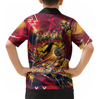 Spain Football Rule The Pitch Hawaiian Shirt Urban Graffiti Soccer Player Flaming Ball