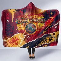 Spain Football Rule The Pitch Hooded Blanket Urban Graffiti Soccer Player Flaming Ball