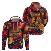 Spain Football Rule The Pitch Hoodie Urban Graffiti Soccer Player Flaming Ball