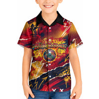 Spain Football Rule The Pitch Kid Hawaiian Shirt Urban Graffiti Soccer Player Flaming Ball
