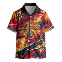 Spain Football Rule The Pitch Kid Hawaiian Shirt Urban Graffiti Soccer Player Flaming Ball