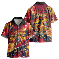 Spain Football Rule The Pitch Kid Hawaiian Shirt Urban Graffiti Soccer Player Flaming Ball