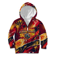 Spain Football Rule The Pitch Kid Hoodie Urban Graffiti Soccer Player Flaming Ball
