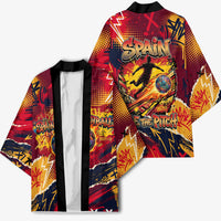Spain Football Rule The Pitch Kimono Urban Graffiti Soccer Player Flaming Ball