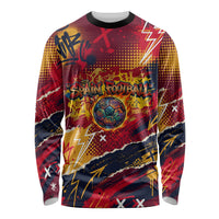 Spain Football Rule The Pitch Long Sleeve Shirt Urban Graffiti Soccer Player Flaming Ball