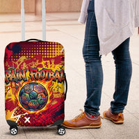 Spain Football Rule The Pitch Luggage Cover Urban Graffiti Soccer Player Flaming Ball