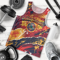 Spain Football Rule The Pitch Men Tank Top Urban Graffiti Soccer Player Flaming Ball