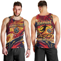 Spain Football Rule The Pitch Men Tank Top Urban Graffiti Soccer Player Flaming Ball