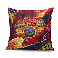 Spain Football Rule The Pitch Pillow Cover Urban Graffiti Soccer Player Flaming Ball