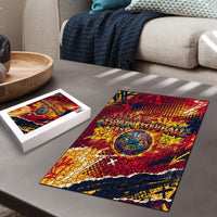 Spain Football Rule The Pitch Puzzle Urban Graffiti Soccer Player Flaming Ball