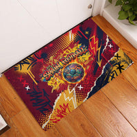 Spain Football Rule The Pitch Rubber Doormat Urban Graffiti Soccer Player Flaming Ball
