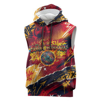 Spain Football Rule The Pitch Sleeveless Hoodie Urban Graffiti Soccer Player Flaming Ball