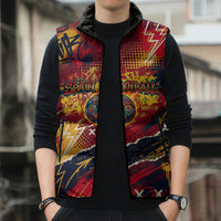 Spain Football Rule The Pitch Sleeveless Puffer Jacket Urban Graffiti Soccer Player Flaming Ball