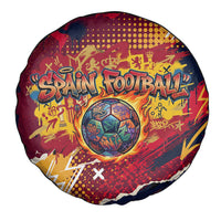 Spain Football Rule The Pitch Spare Tire Cover Urban Graffiti Soccer Player Flaming Ball