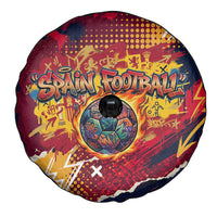 Spain Football Rule The Pitch Spare Tire Cover Urban Graffiti Soccer Player Flaming Ball