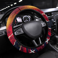 Spain Football Rule The Pitch Steering Wheel Cover Urban Graffiti Soccer Player Flaming Ball