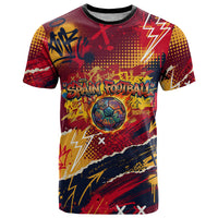 Spain Football Rule The Pitch T Shirt Urban Graffiti Soccer Player Flaming Ball