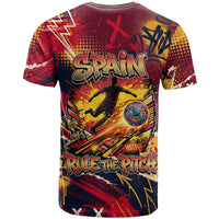 Spain Football Rule The Pitch T Shirt Urban Graffiti Soccer Player Flaming Ball