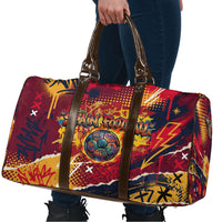 Spain Football Rule The Pitch Travel Bag Urban Graffiti Soccer Player Flaming Ball