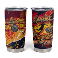 Spain Football Rule The Pitch Tumbler Cup Urban Graffiti Soccer Player Flaming Ball